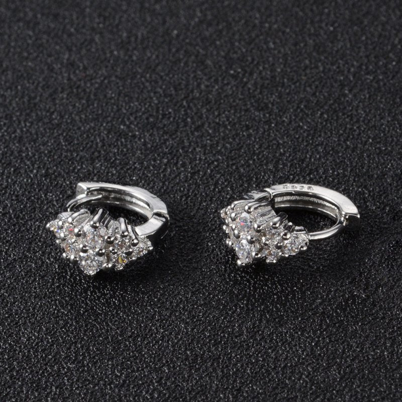 Silver Plated Korean Style European And American Fashion Diamond Stud Earrings-Jewearrings