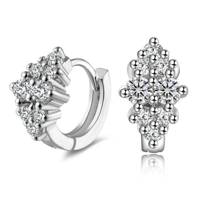 Silver Plated Korean Style European And American Fashion Diamond Stud Earrings-Jewearrings