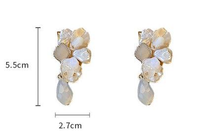 Silver Post Baroque Crystal Pearl Diamond Earrings-Jewearrings