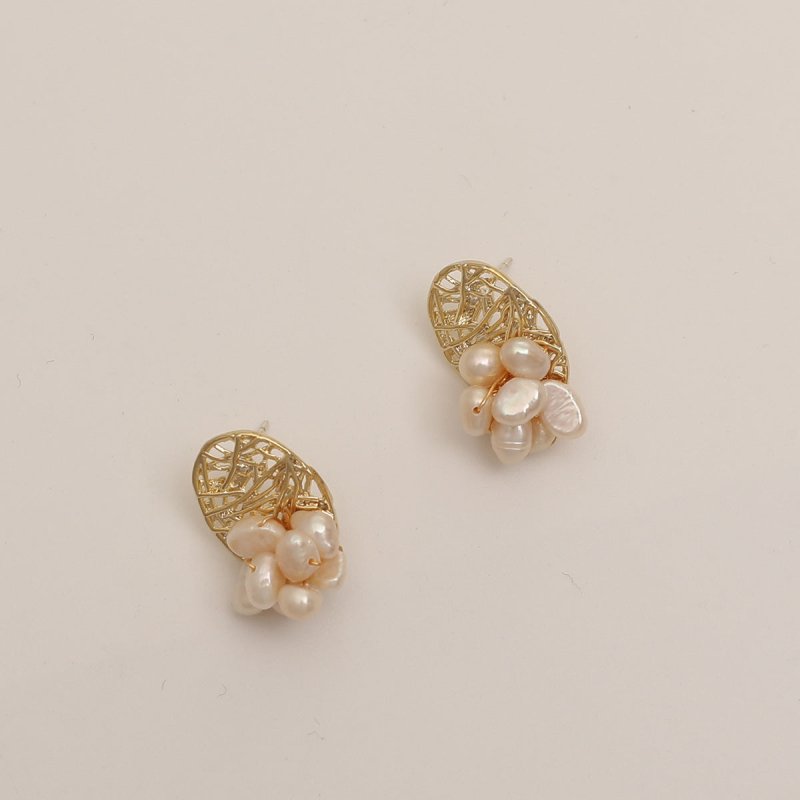 Silver Post Earrings Women's Baroque Natural Freshwater Pearl Stud Earrings-Jewearrings