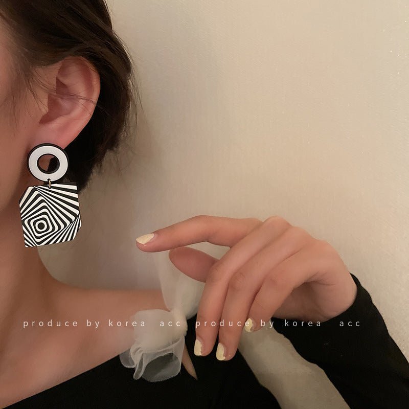 Silver Post Geometric Acrylic Earrings European And American Design-Jewearrings