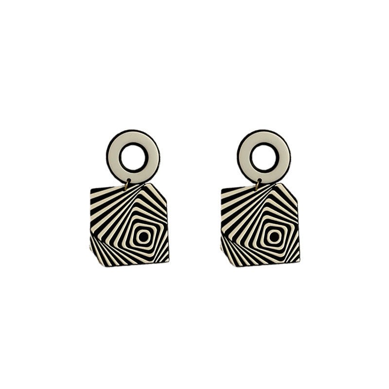 Silver Post Geometric Acrylic Earrings European And American Design-Jewearrings