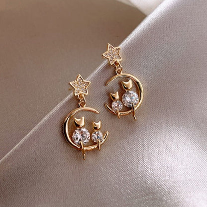 Silver Post Vintage Diamond Zircon Earrings Simple Geometric-Jewearrings