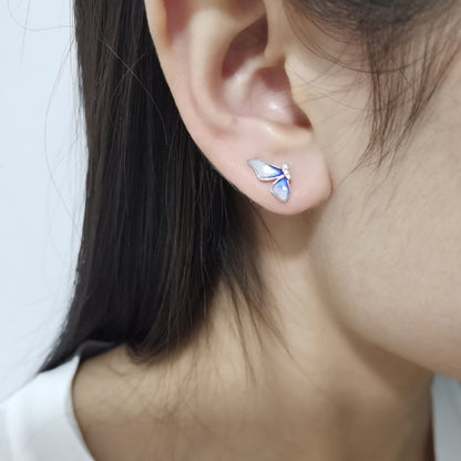 Silver Simple Sweet Dream Blue Stud Earrings-Jewearrings