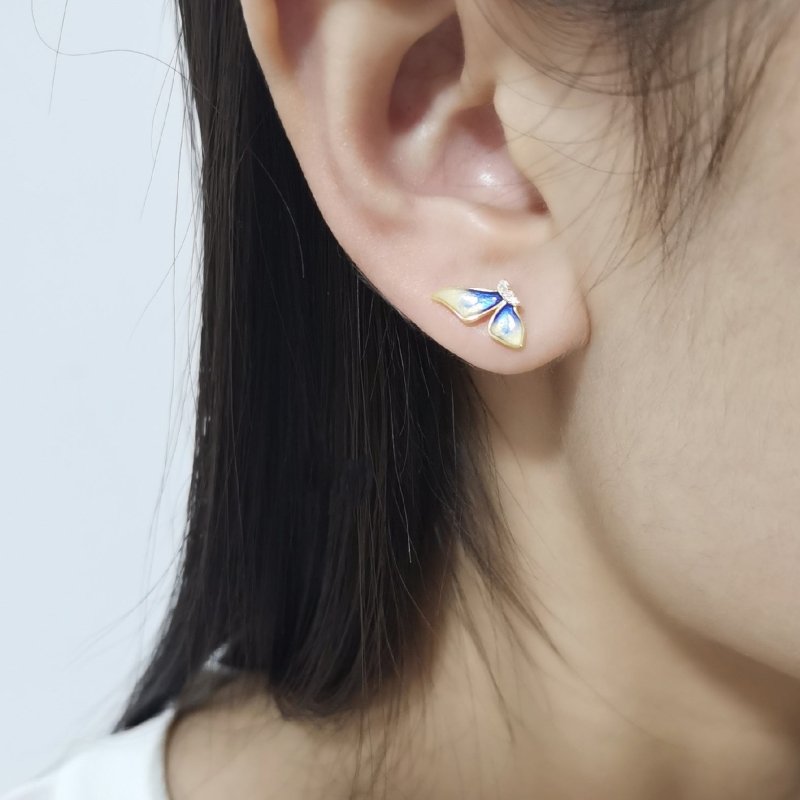 Silver Simple Sweet Dream Blue Stud Earrings-Jewearrings