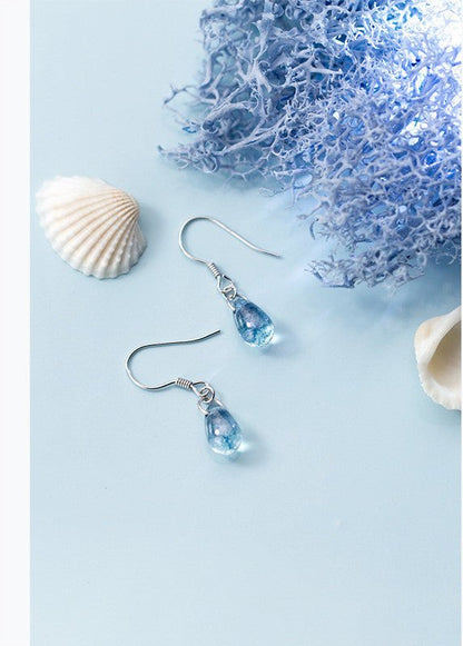 Silver Women's Fashion Artistic Blue Drop-shaped Earrings-Jewearrings