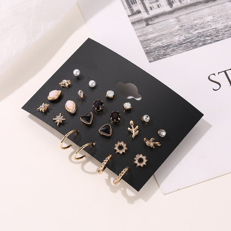 Simple 12-Piece Stud Flower Set Earrings-Jewearrings