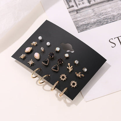 Simple 12-Piece Stud Flower Set Earrings-Jewearrings