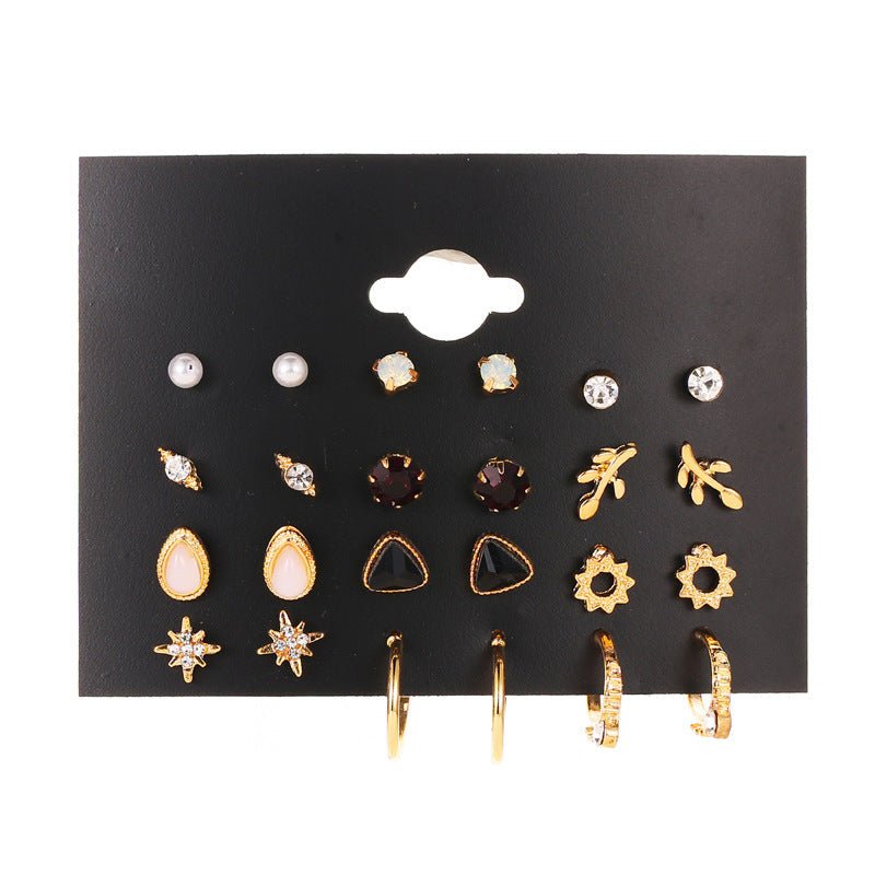 Simple 12-Piece Stud Flower Set Earrings-Jewearrings