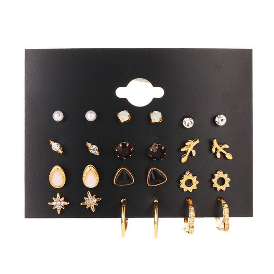 Simple 12-Piece Stud Flower Set Earrings-Jewearrings