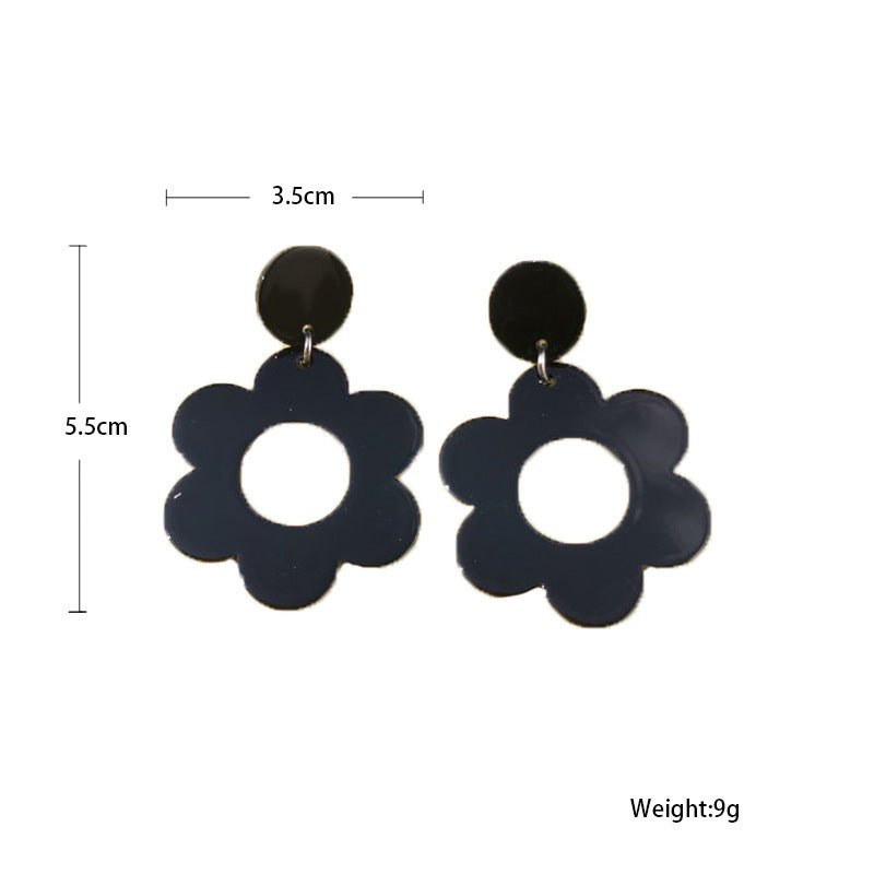 Simple Acrylic Earrings Flowers Retro Temperament White-Jewearrings