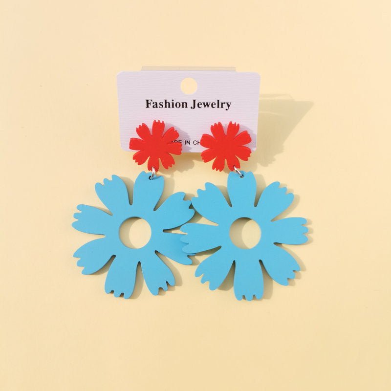 Simple And Beautiful Flowers Exaggerated Acrylic Earrings Personality Candy Color Temperament-Jewearrings