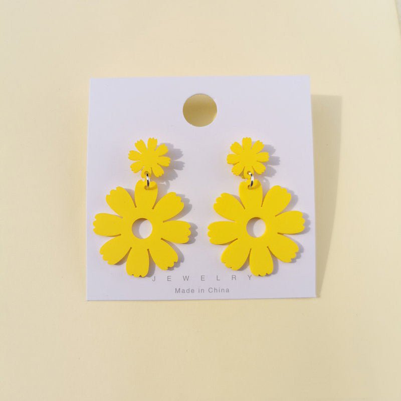 Simple And Beautiful Flowers Exaggerated Acrylic Earrings Personality Candy Color Temperament-Jewearrings