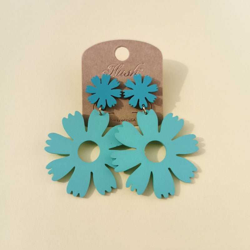 Simple And Beautiful Flowers Exaggerated Acrylic Earrings Personality Candy Color Temperament-Jewearrings