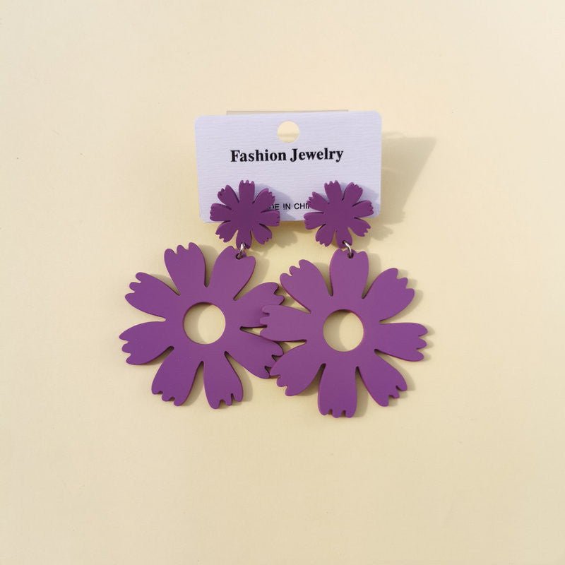 Simple And Beautiful Flowers Exaggerated Acrylic Earrings Personality Candy Color Temperament-Jewearrings