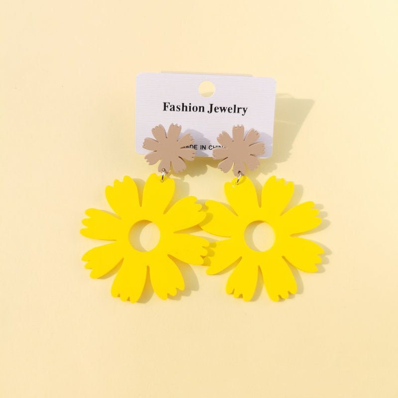 Simple And Beautiful Flowers Exaggerated Acrylic Earrings Personality Candy Color Temperament-Jewearrings