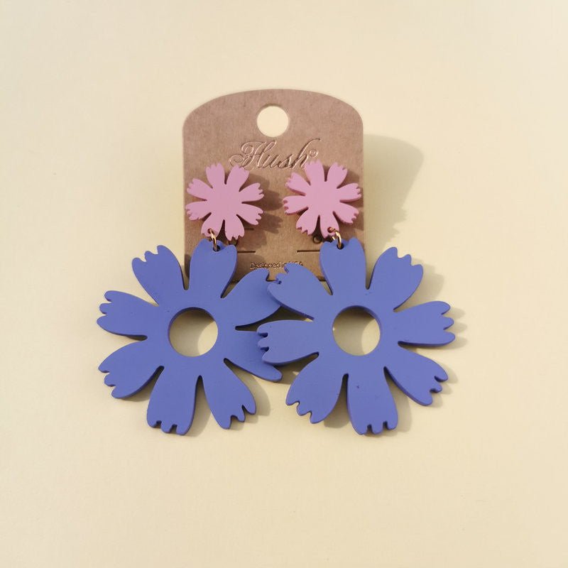 Simple And Beautiful Flowers Exaggerated Acrylic Earrings Personality Candy Color Temperament-Jewearrings