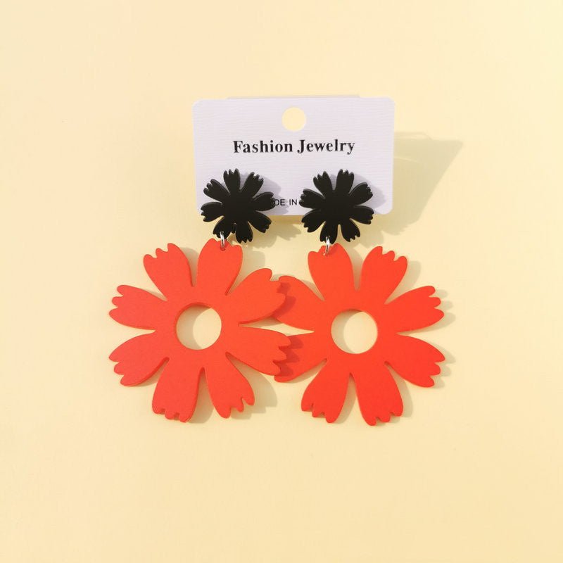 Simple And Beautiful Flowers Exaggerated Acrylic Earrings Personality Candy Color Temperament-Jewearrings