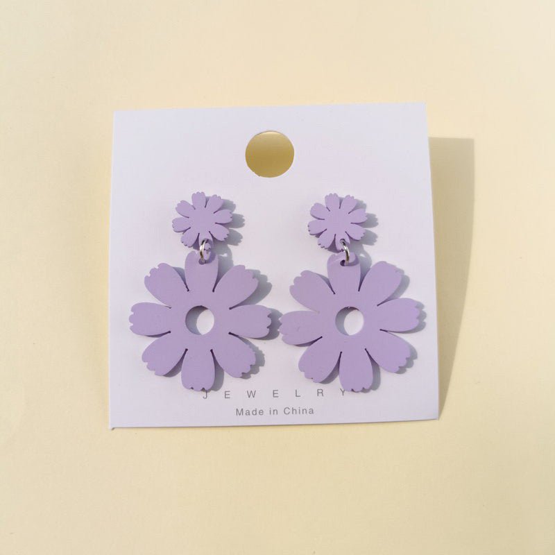 Simple And Beautiful Flowers Exaggerated Acrylic Earrings Personality Candy Color Temperament-Jewearrings