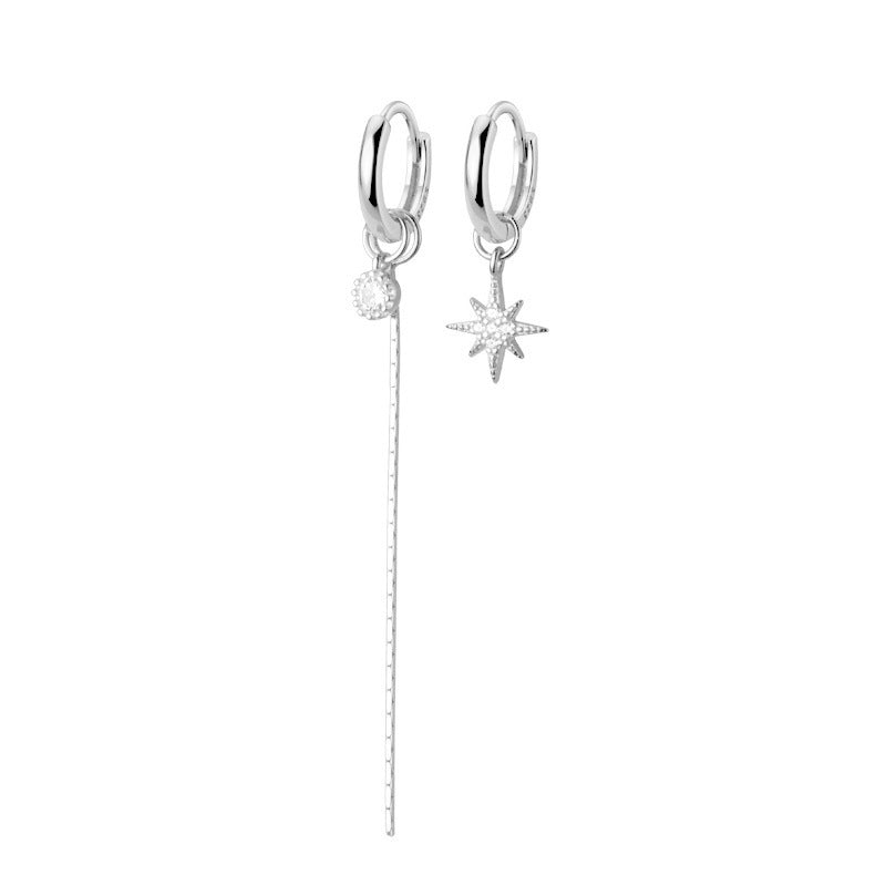 Simple And Cold Wind Earrings Long Diamond-studded Six-pointed Star Earrings-Jewearrings