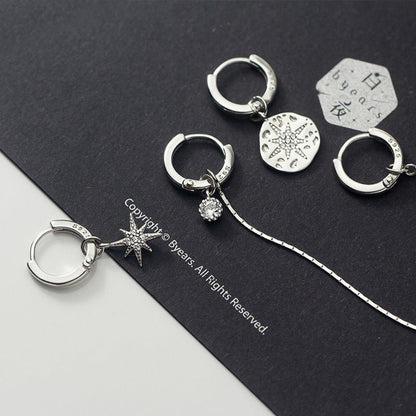 Simple And Cold Wind Earrings Long Diamond-studded Six-pointed Star Earrings-Jewearrings