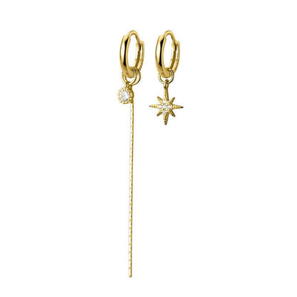 Simple And Cold Wind Earrings Long Diamond-studded Six-pointed Star Earrings-Jewearrings