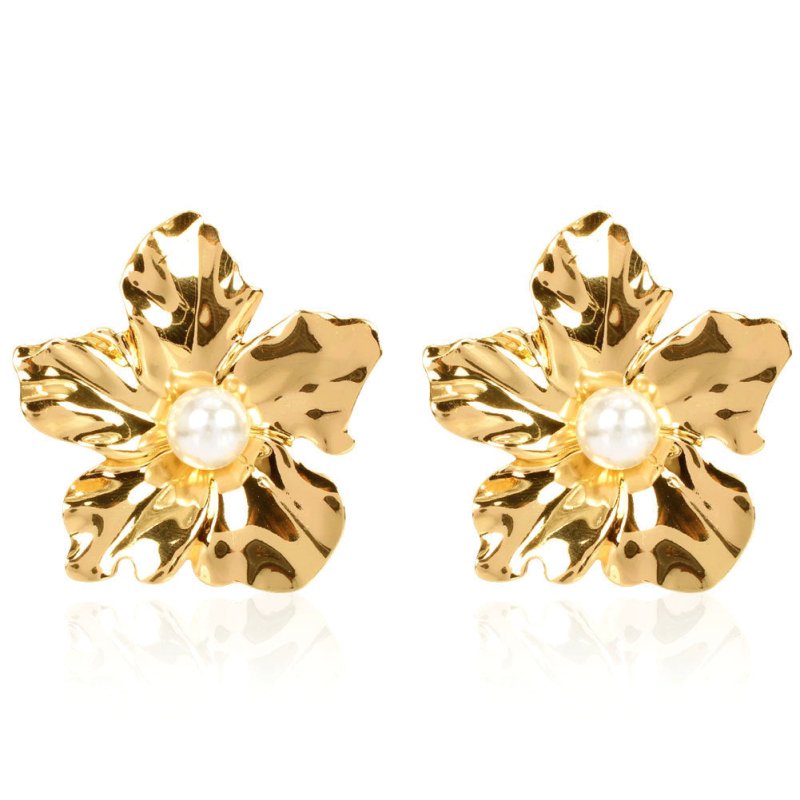 Simple And Exaggerated Flower Stud Earrings-Jewearrings