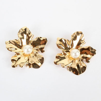 Simple And Exaggerated Flower Stud Earrings-Jewearrings