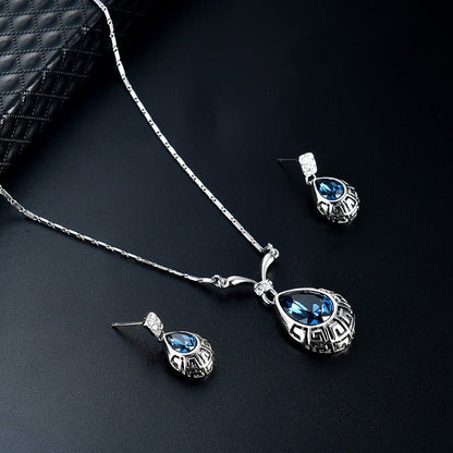 Simple And Fashionable Alloy Zircon Blue Gemstone Earrings-Jewearrings