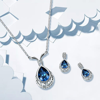 Simple And Fashionable Alloy Zircon Blue Gemstone Earrings-Jewearrings