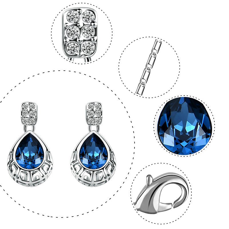 Simple And Fashionable Alloy Zircon Blue Gemstone Earrings-Jewearrings