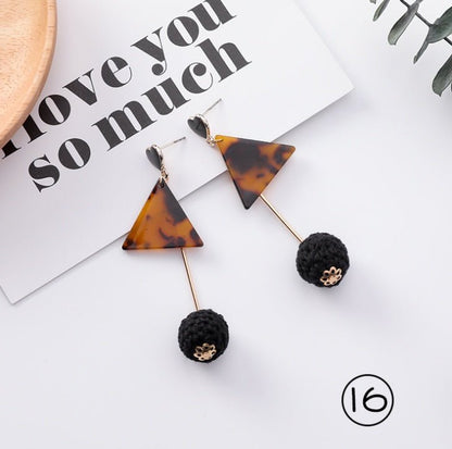 Simple and stylish acrylic geometric leopard stud earrings wooden earrings-Jewearrings