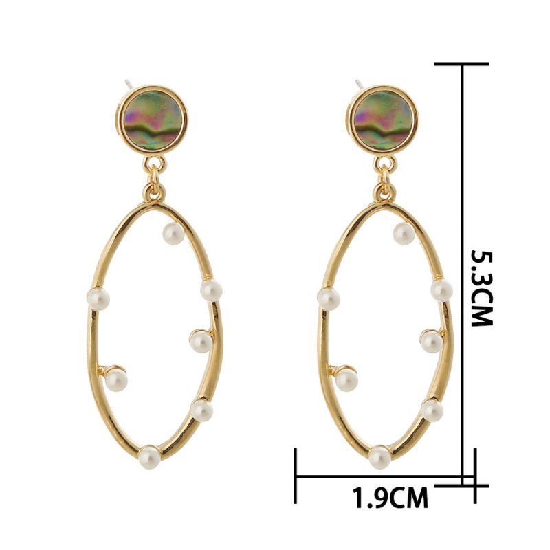 Simple And Versatile Female Face Thin Pearl Earrings Natural Abalone Shell Oval Hollow Earrings-Jewearrings