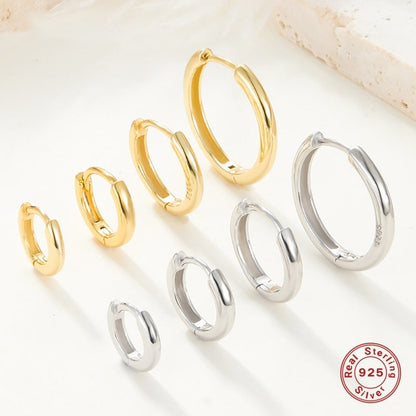 Simple Bracelet 925 Earrings Sterling Silver Big Circle Ear Clip-Jewearrings