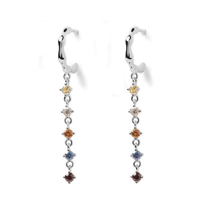 Simple Color Diamond Tassel Stud Earrings Ladies-Jewearrings