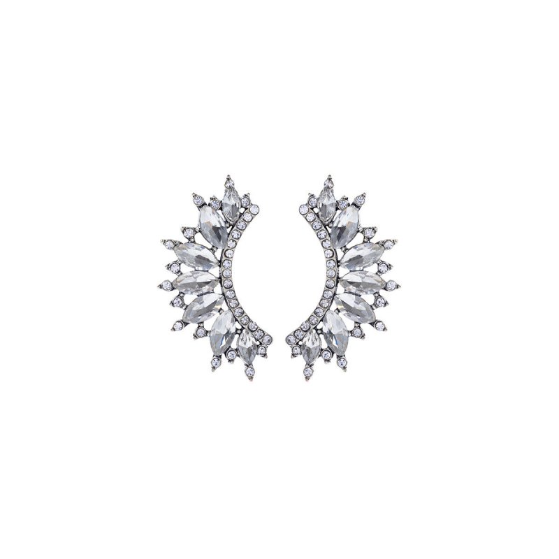 Simple Crystal Diamond Geometric Semicircle Stud Earrings-Jewearrings