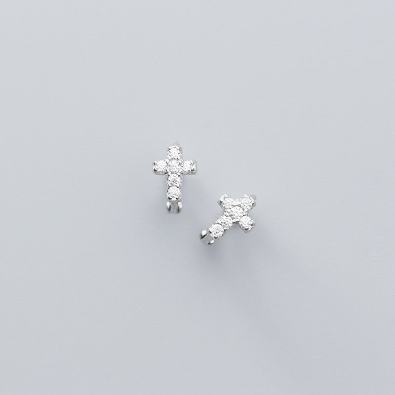 Simple Diamond Cross Earrings-Jewearrings