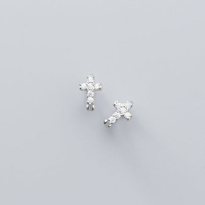 Simple Diamond Cross Earrings-Jewearrings