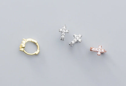 Simple Diamond Cross Earrings-Jewearrings