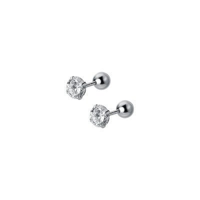 Simple Ear-caring Single Diamond Thread Light Bead Stud Earrings For Women Korean Style Graceful Ear Ornaments-Jewearrings