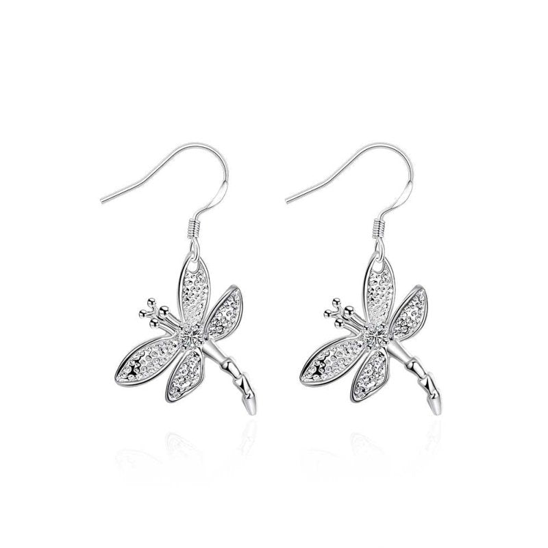 Simple fashion diamond dragonfly earrings-Jewearrings