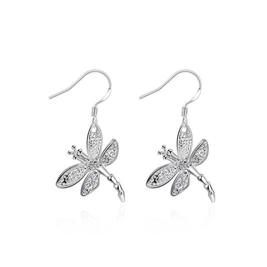 Simple fashion diamond dragonfly earrings-Jewearrings