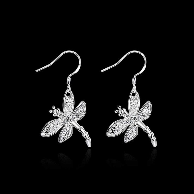 Simple fashion diamond dragonfly earrings-Jewearrings