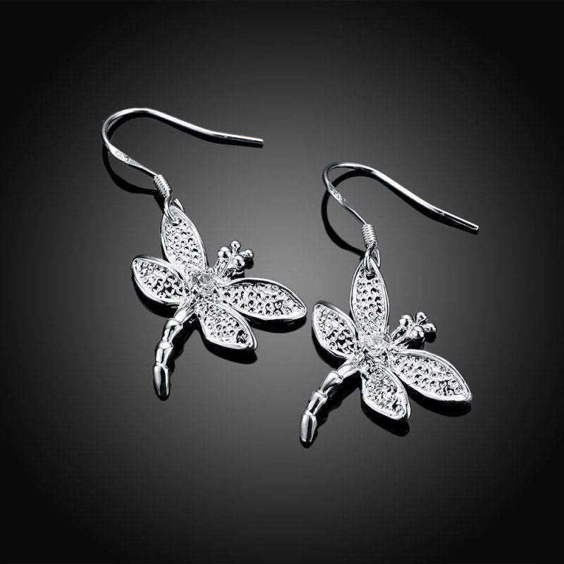 Simple fashion diamond dragonfly earrings-Jewearrings