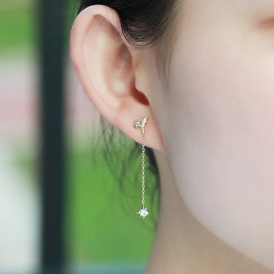 Simple Fashion Long Stud Earrings Sterling Silver-Jewearrings