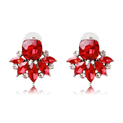 Simple Four Color Flower Shiny Stud Earrings For Women-Jewearrings