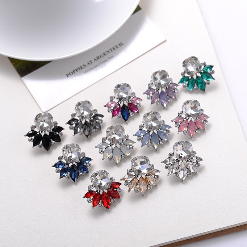 Simple Four Color Flower Shiny Stud Earrings For Women-Jewearrings