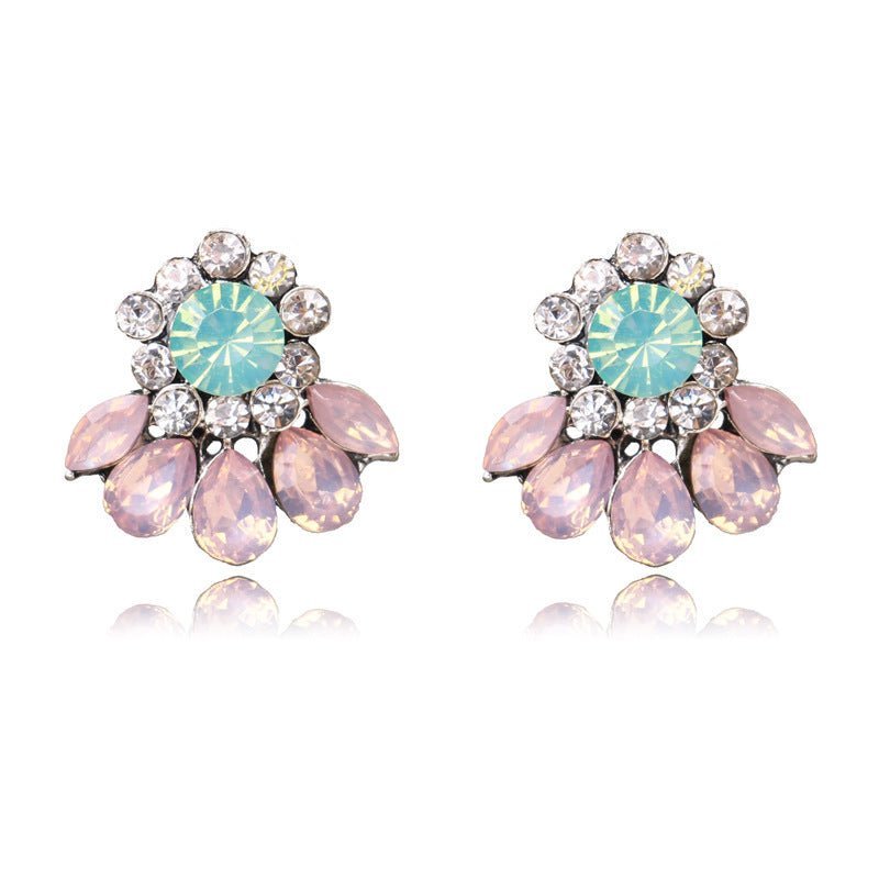 Simple Four Color Flower Shiny Stud Earrings For Women-Jewearrings