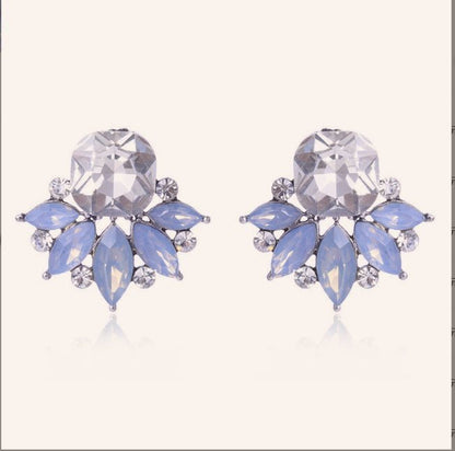 Simple Four Color Flower Shiny Stud Earrings For Women-Jewearrings