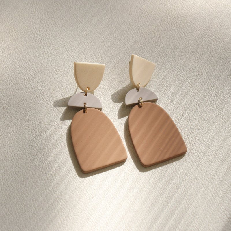 Simple Girl Exaggerated Long Three-dimensional Clay Acrylic Earrings-Jewearrings